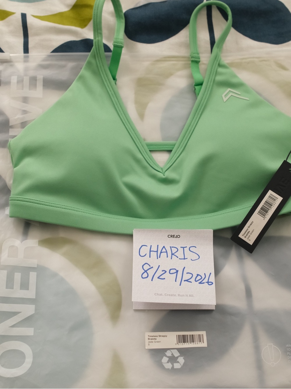 ONER Active Jade Green Timeless Strappy Bralette NWT S